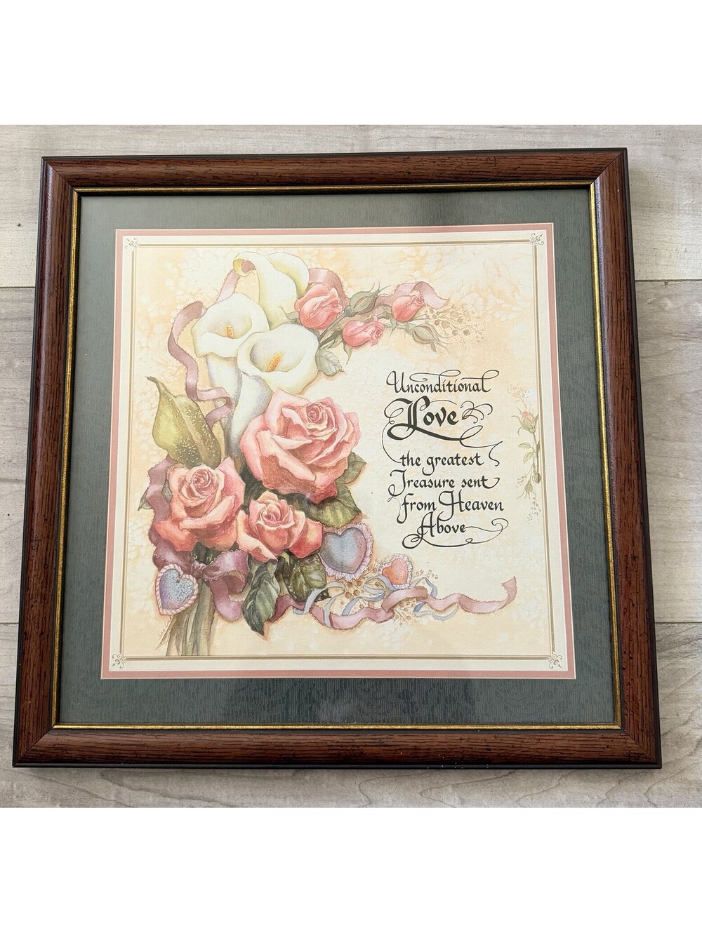 Homco Home Interiors Picture 13.5 x 13.5" Roses Flowers Unconditional Love